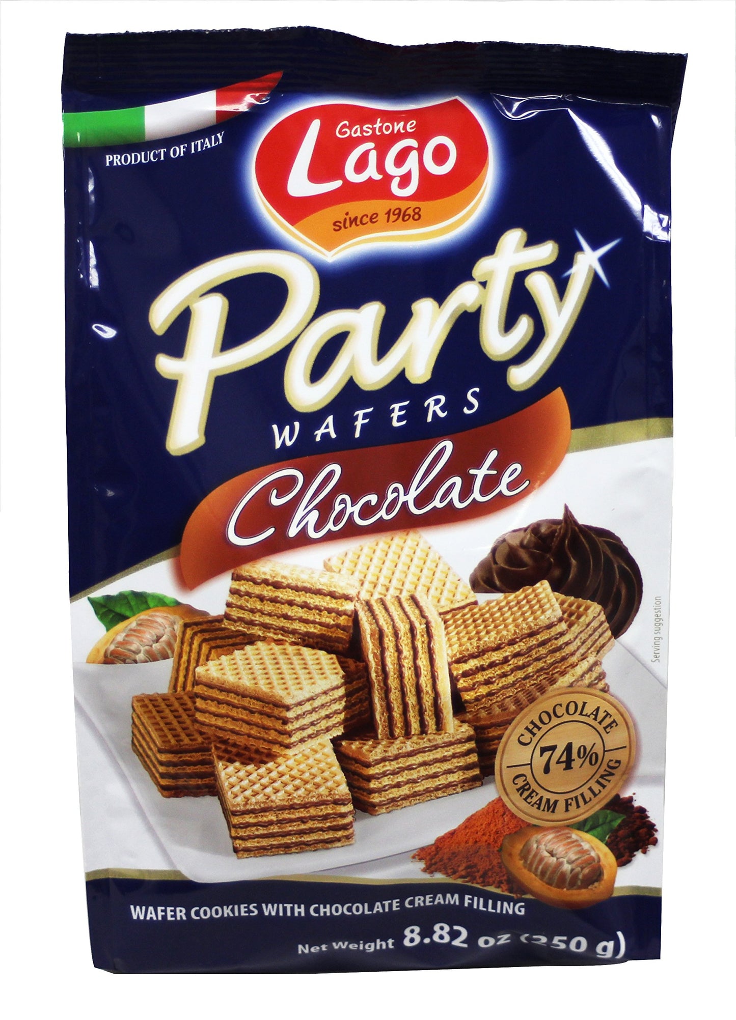Gastone Lago Party Wafers Chocolate Cream Filling 8.82 oz, 250g (Pack of 2)