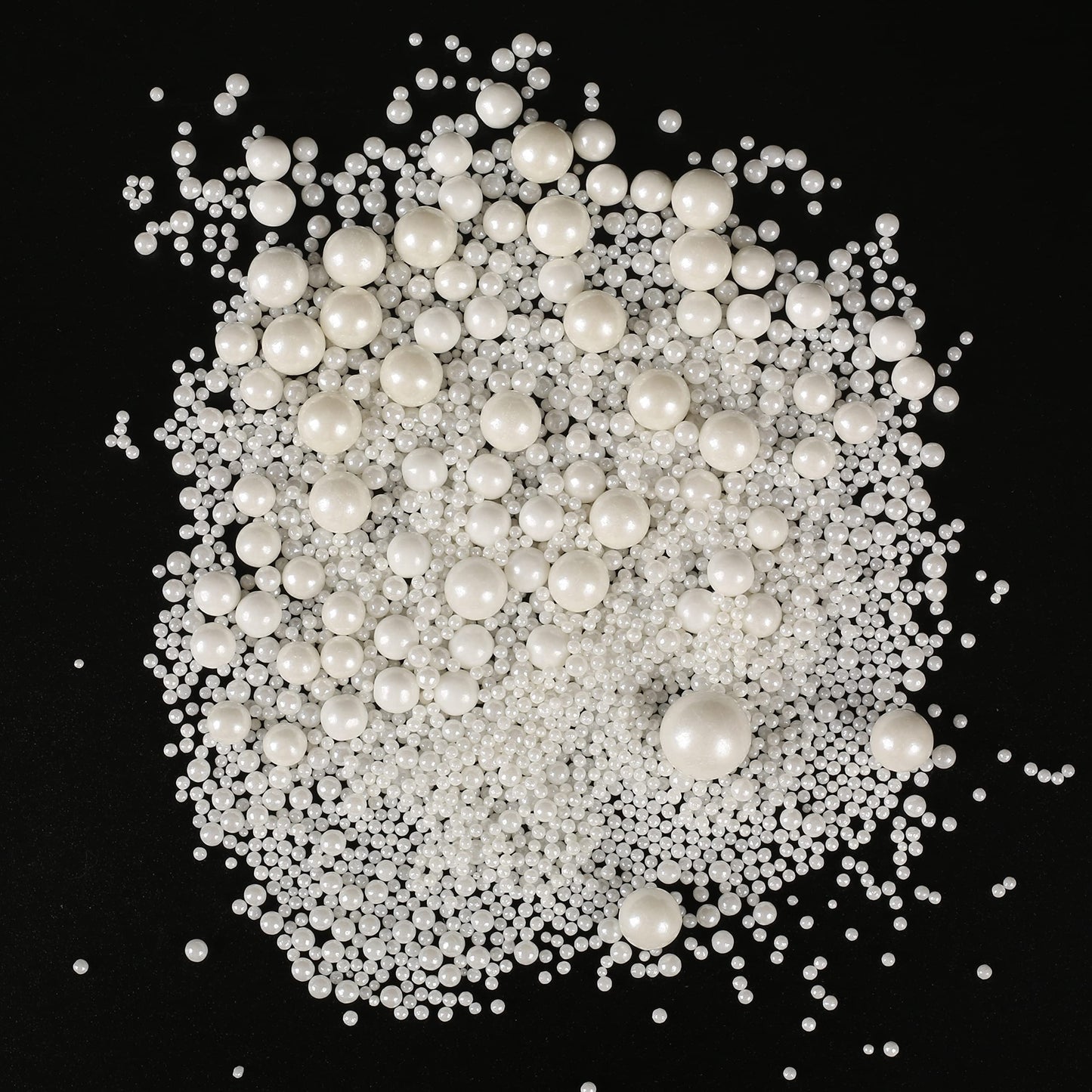 Kasvan White Pearl Sugar Sprinkles - Edible Candy Pearls 130g/4.58 Oz, Mix Size, Baking Cake Decorations, Ice Cream Toppings and Cookie Decorating