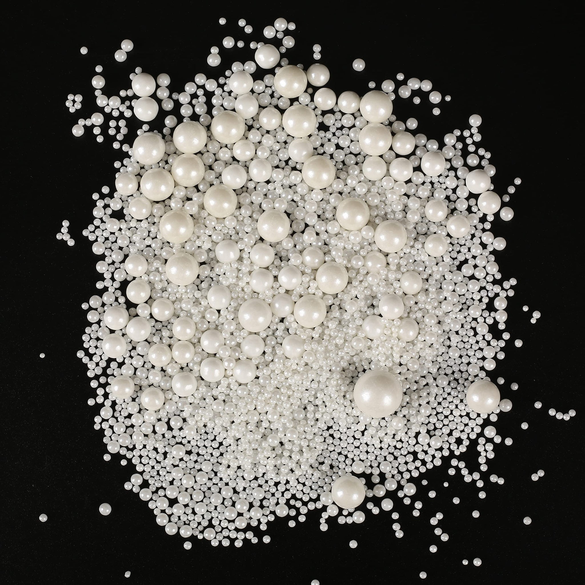 Kasvan White Pearl Sugar Sprinkles - Edible Candy Pearls 130g/4.58 Oz, Mix Size, Baking Cake Decorations, Ice Cream Toppings and Cookie Decorating