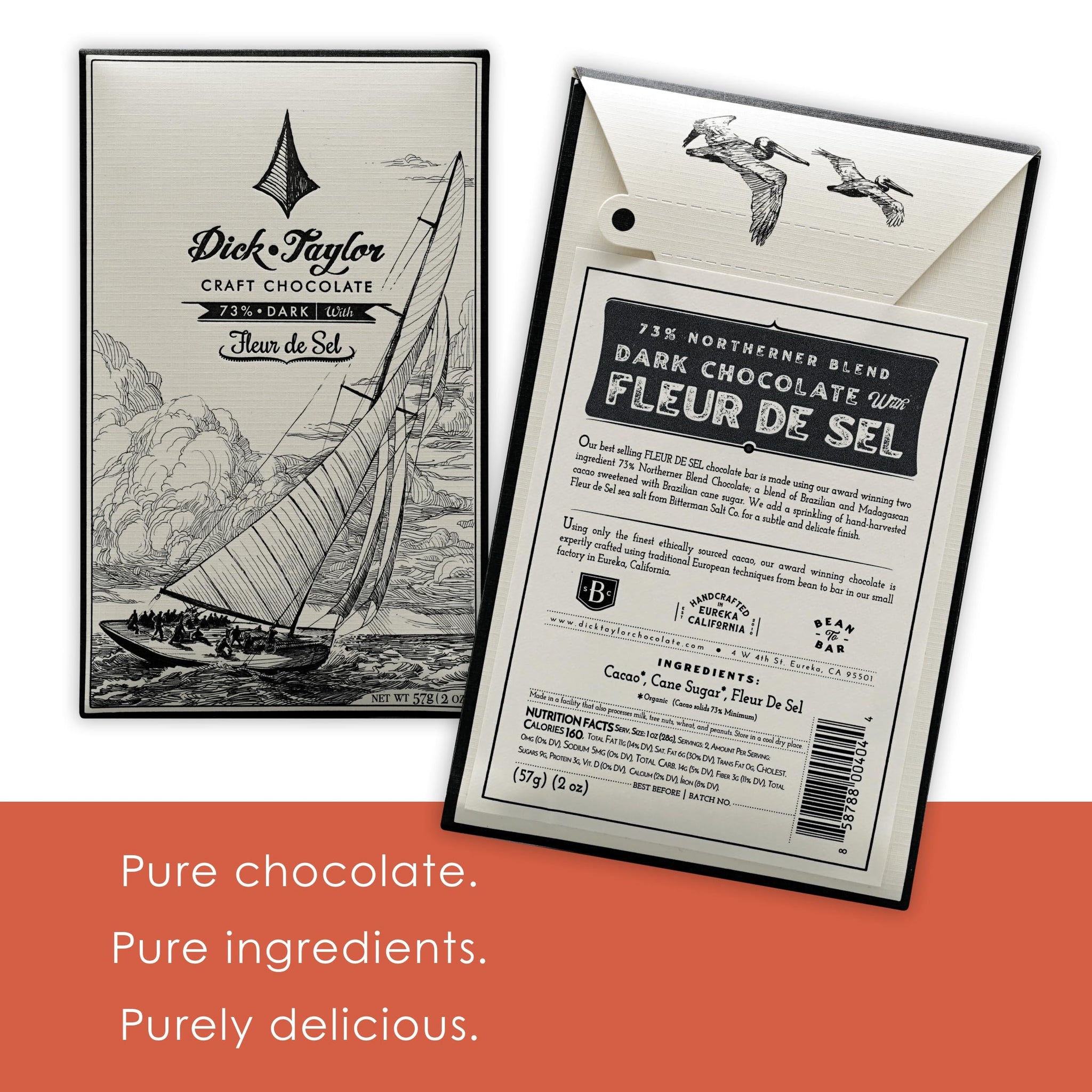 Dick Taylor Fleur De Sel 73% Dark Chocolate 3 Pack - California Chocolate - Premium, Organic, Craft, Artisanal, Direct Trade, Single Origin