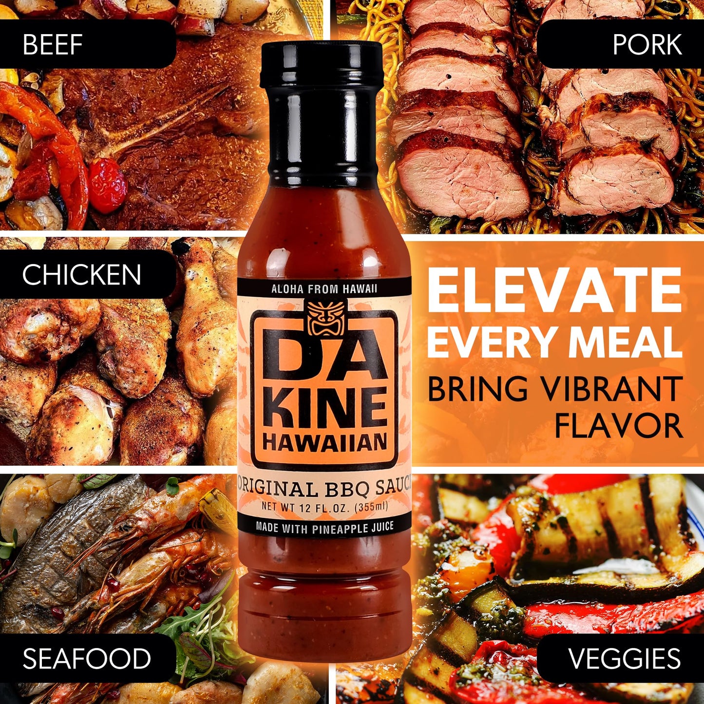 Da Kine Hawaiian BBQ Sauce - Sweet, Tangy & Savory Island Flavor - Made with Pineapple Juice - Gourmet Barbecue Sauce for Grilling, Marinades, Dipping