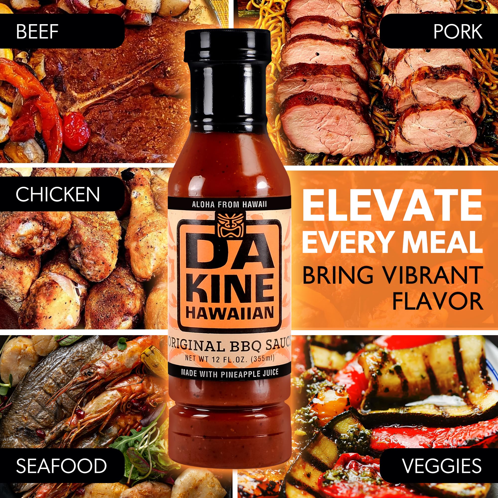 Da Kine Hawaiian BBQ Sauce - Sweet, Tangy & Savory Island Flavor - Made with Pineapple Juice - Gourmet Barbecue Sauce for Grilling, Marinades, Dipping