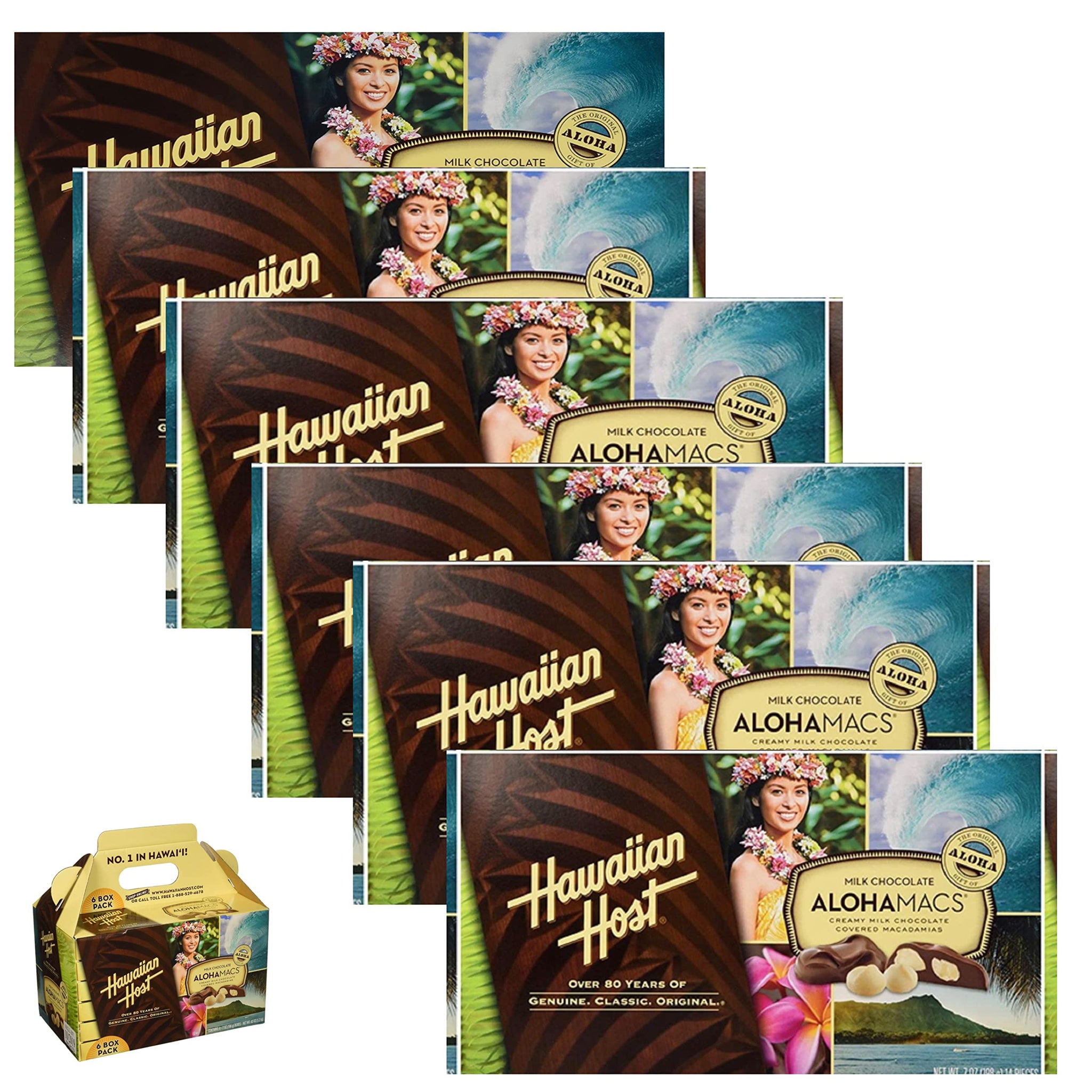 Hawaiian Host Alohamacs Milk Chocolate The Original Chocolate Covered Macadamia Nut, 42 Ounce - SET OF 2
