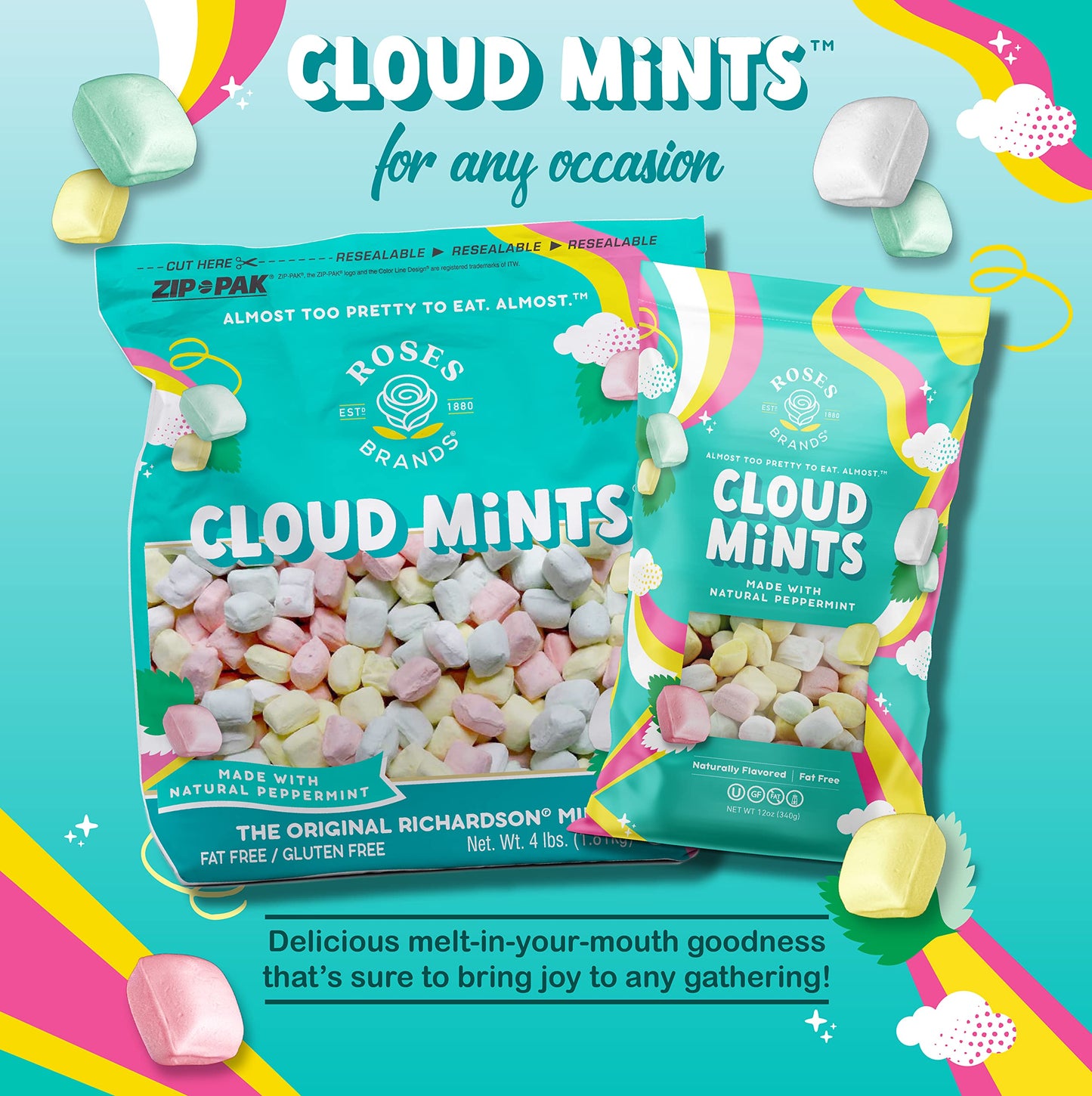 Roses Brands - Cloud Mints - Peppermint Candy, 4 lbs (1-Pack, Assorted)