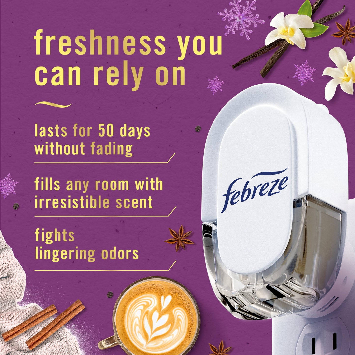 Febreze Plug In Air Freshener, Odor-Fighting Scented Oil Refill, Air Fresheners for Home and Bathroom and Kitchen, Long Lasting for Strong Odors