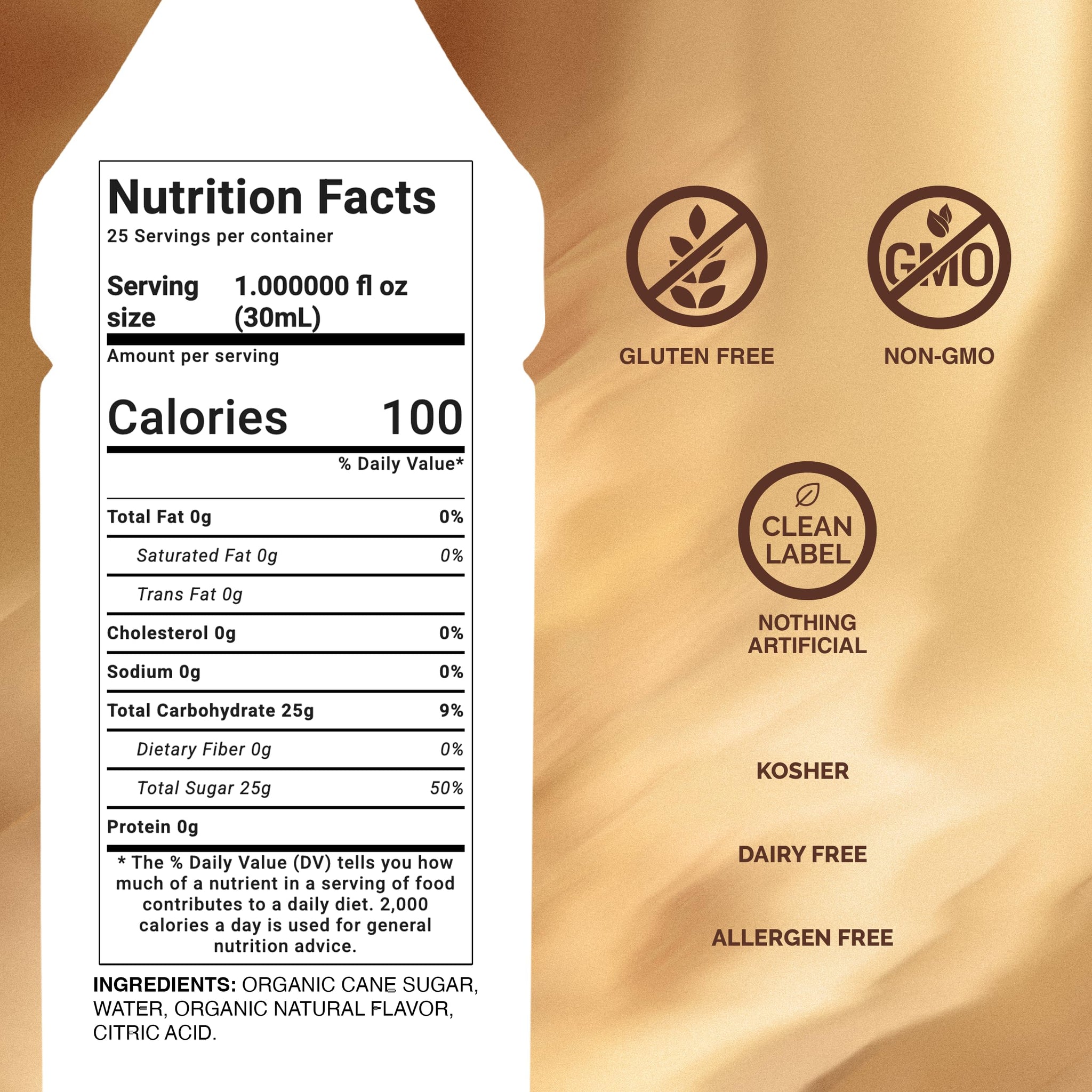 Monin - Organic Caramel Syrup | Premium Syrup for Coffee, Milkshakes, Cocktails & More (BPA-Free Glass Bottle, 750 ml)