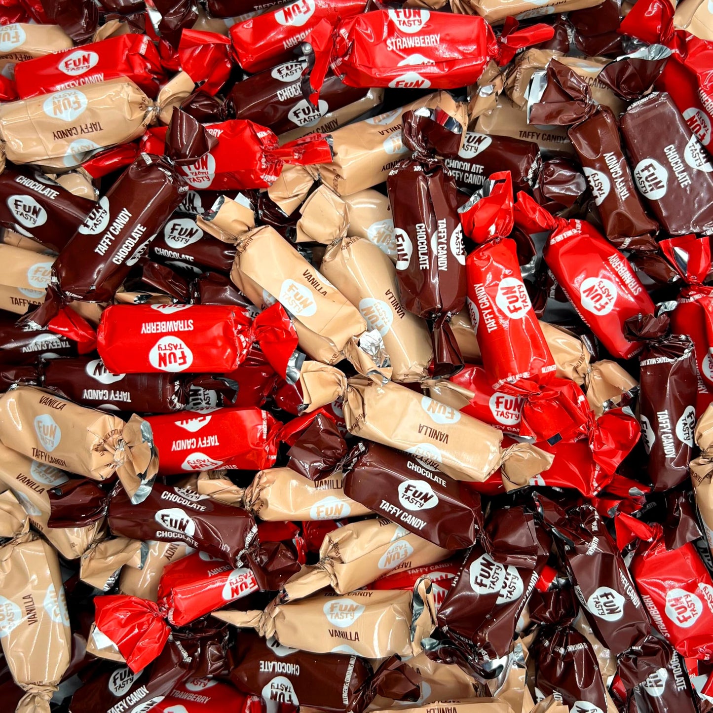 Taffy Candy - 2 Pound Bulk Pack (150 Count) - Old Fasioned Candy - Individually Wrapped Premium Assorted Caramels - Vanilla, Chocolate, Strawberry