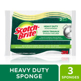 Scotch-Brite MMMHD3 Heavy Duty Scrub Sponge, Yellow & Green, 3 Per Pack