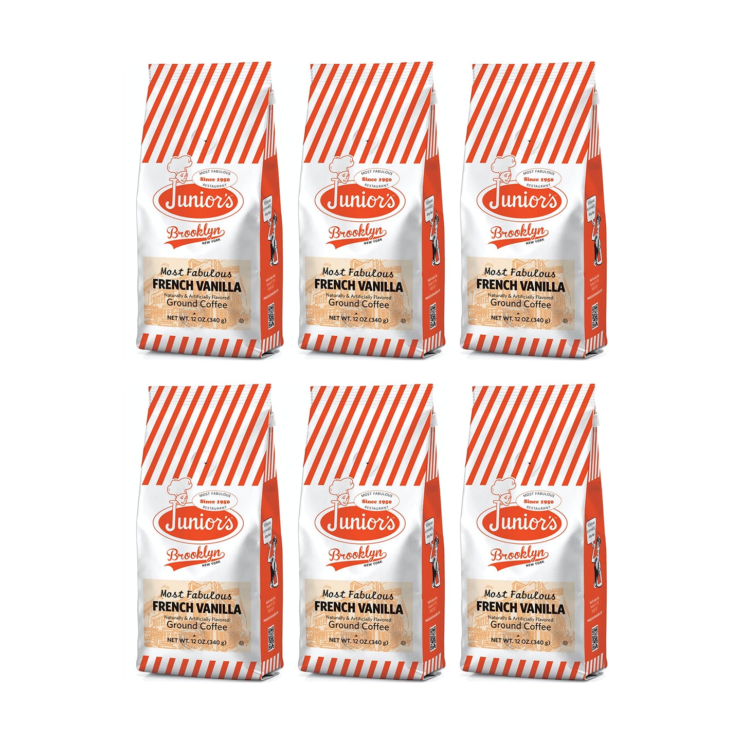 Junior's Most Fabulous Ground Coffee, 12 oz (French Vanilla, 6 bags)
