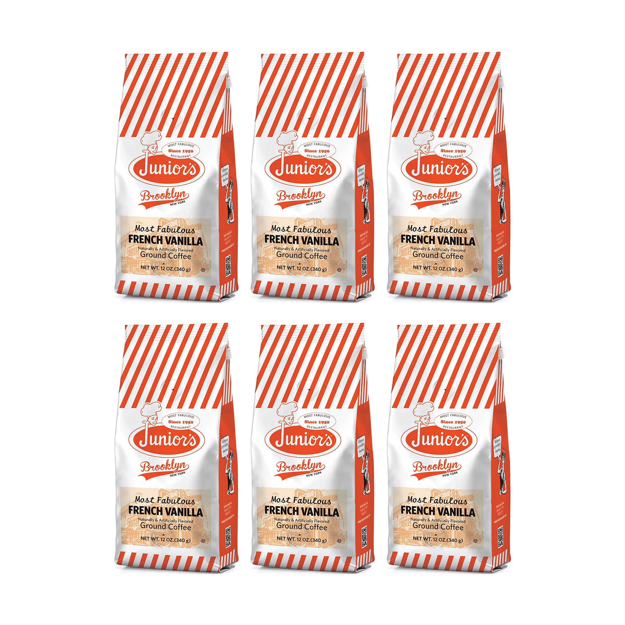 Junior's Most Fabulous Ground Coffee, 12 oz (French Vanilla, 6 bags)