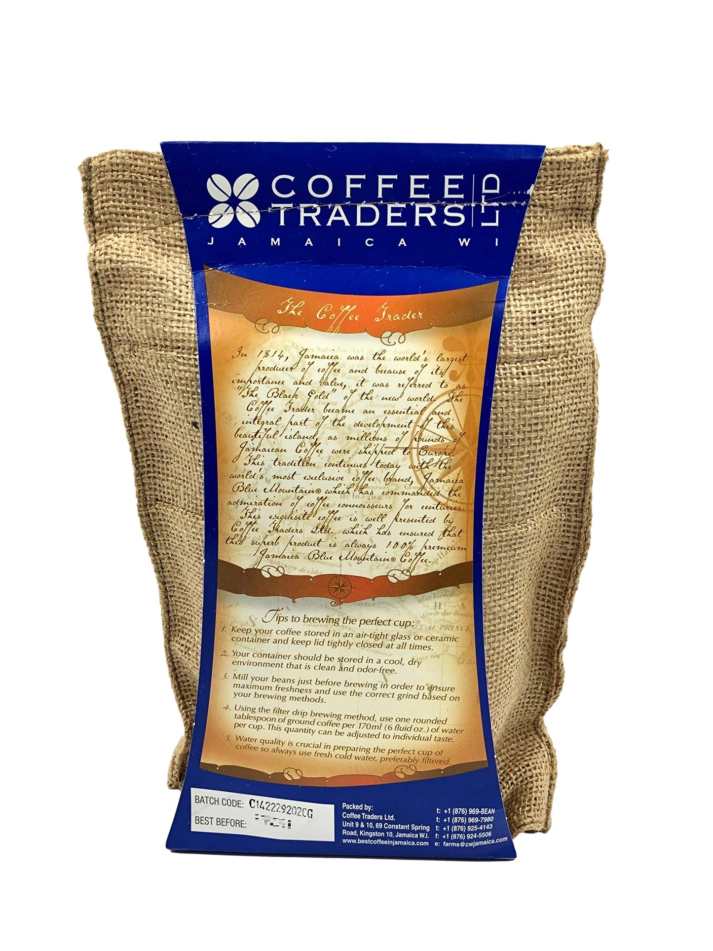 Jamaica Blue Mountain Coffee Certified 100% Pure, Roasted Ground 1 Lb