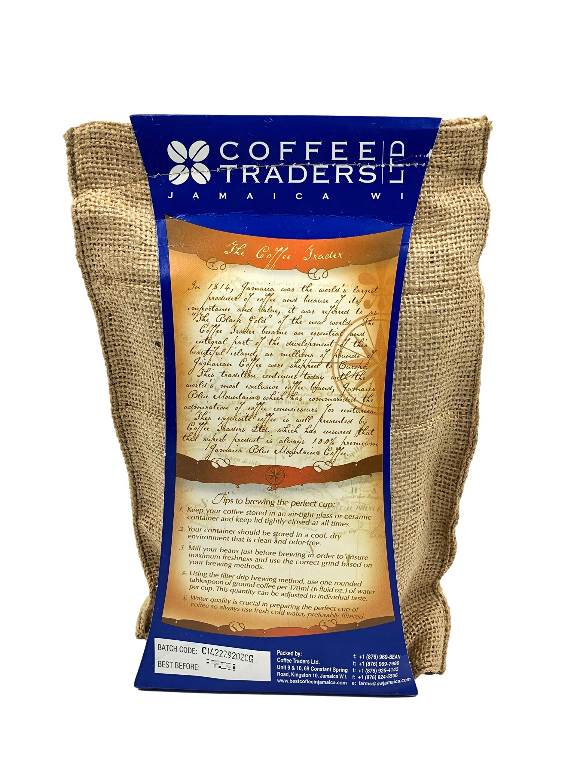 Coffee Traders 100% Jamaica Blue Mountain Coffee Beans (16oz)