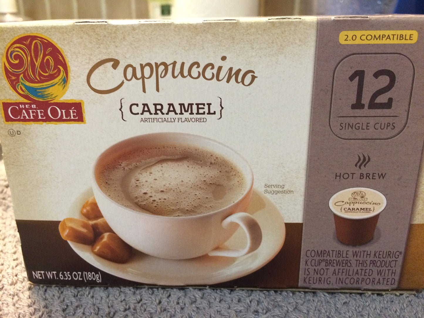 H.E.B. Cafe Ole Cappuccino Caramel Flavored 12 single cups