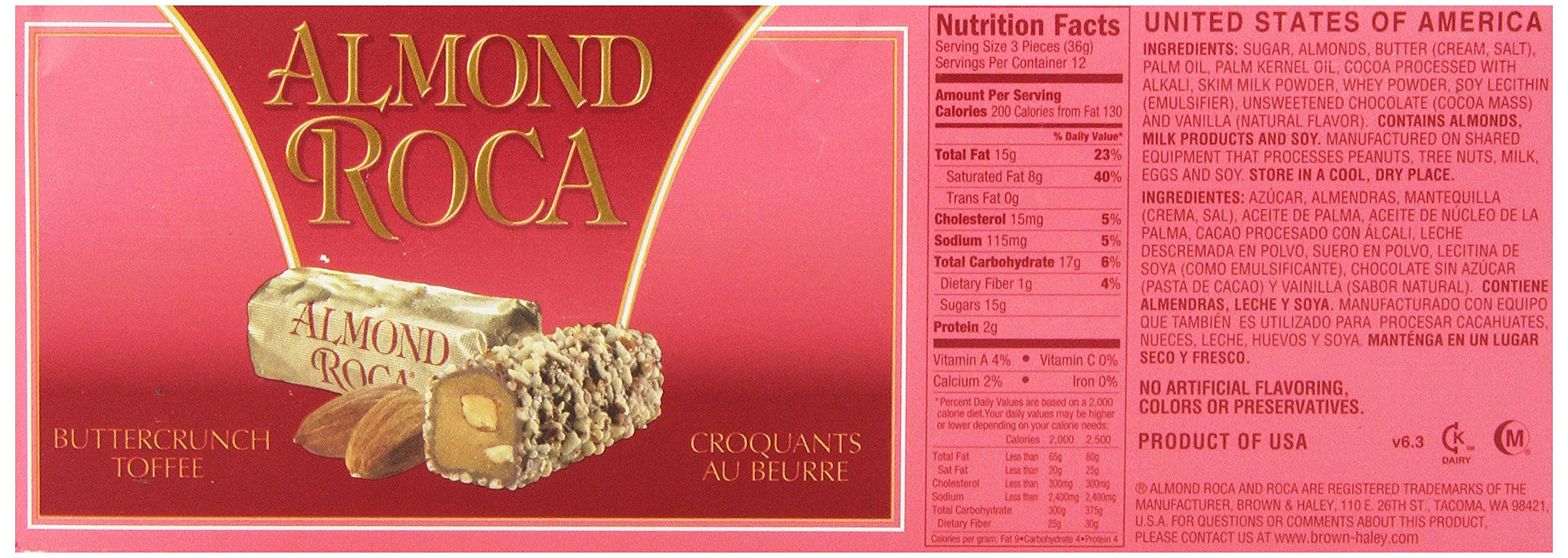Brown and Haley Almond Roca Buttercrunch Toffee, 1.2-Ounces Packages (Pack of 12)