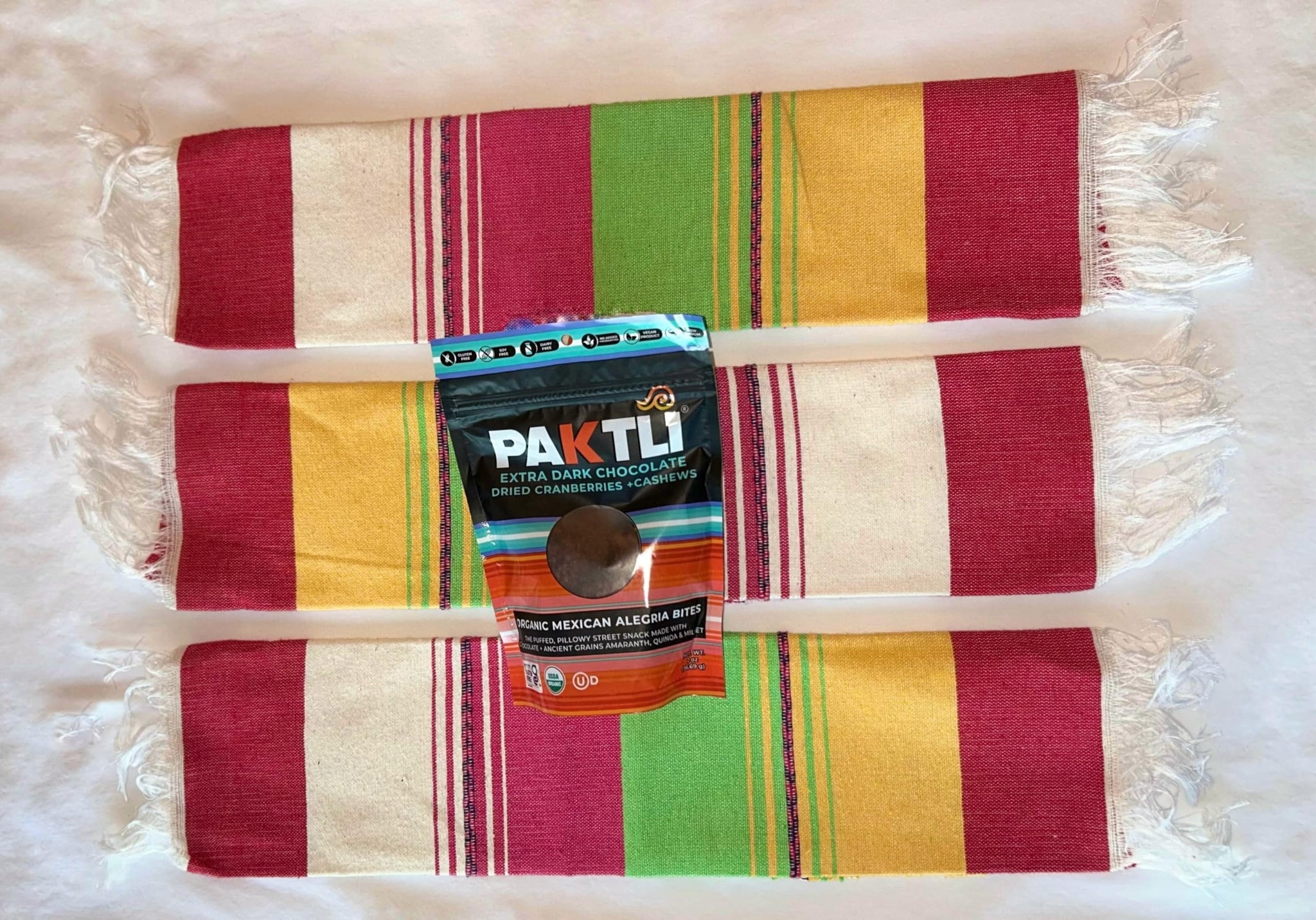 Paktli Organic Alegría Bites 4-Pack - Extra Dark Chocolate with Cranberries & Cashews, Four 2oz Bags, Organic Ancient Grain Snack, Non-GMO