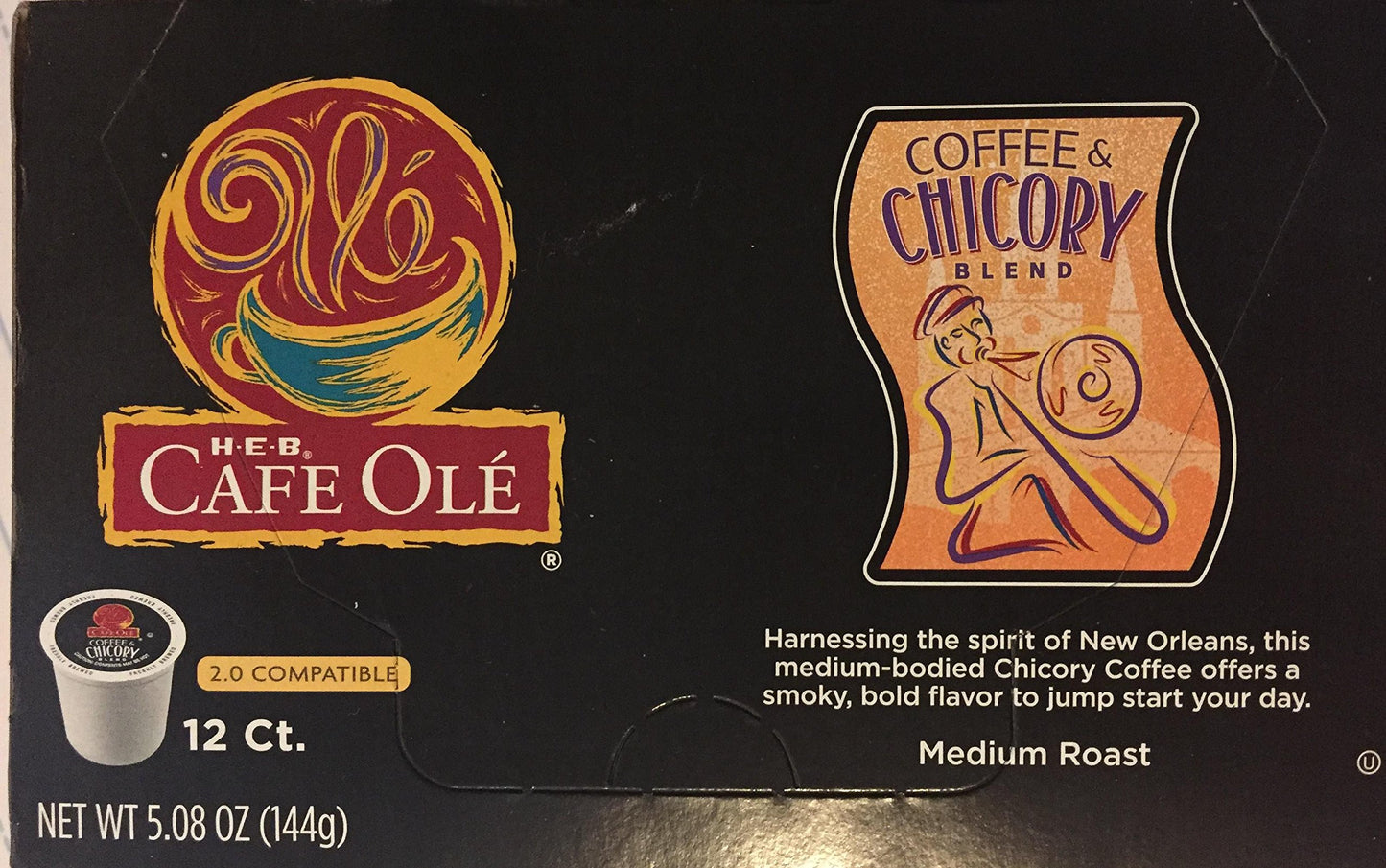 HEB Cafe Ole Coffee and Chicory Blend Pods compatible with Keurig