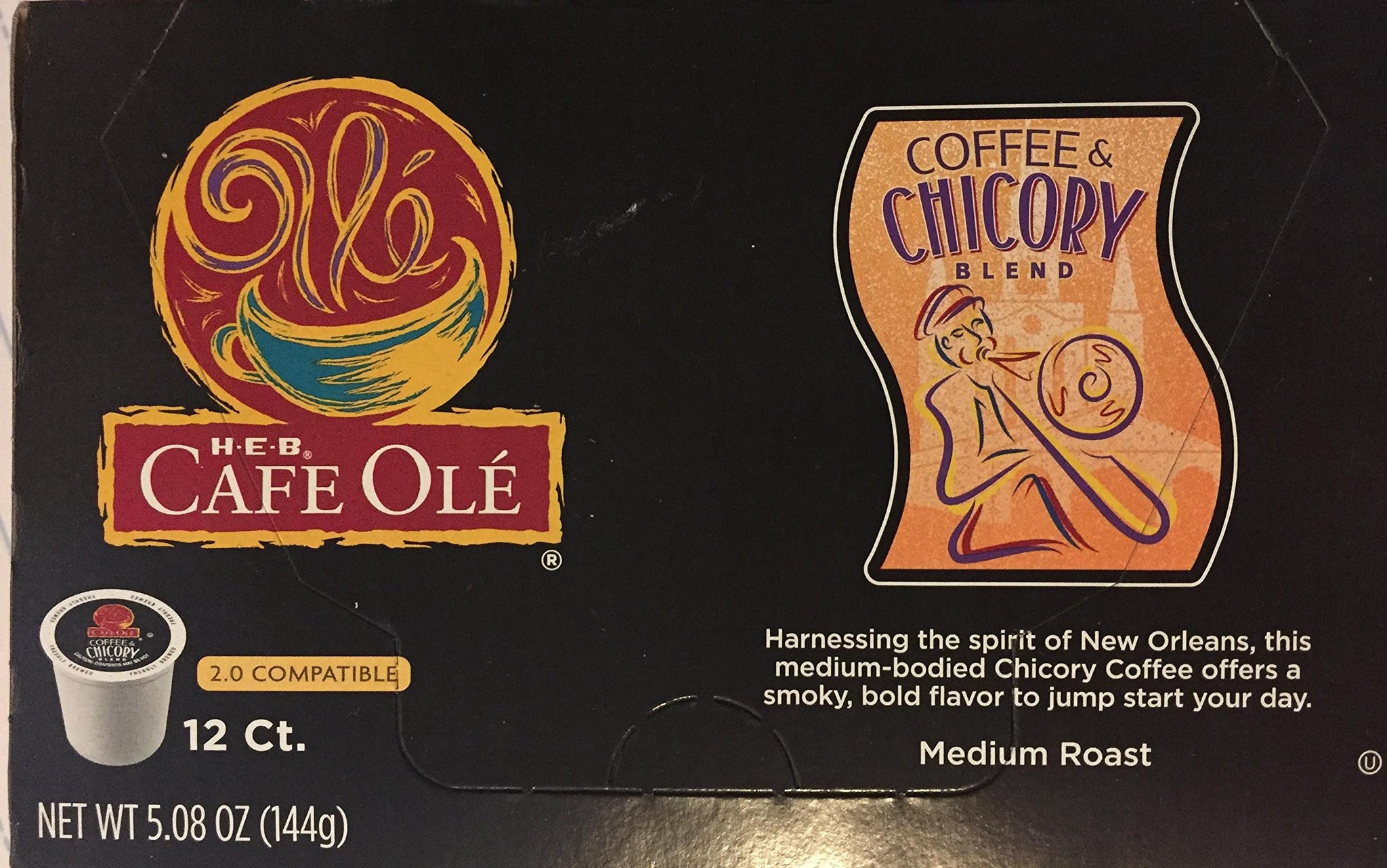 HEB Cafe Ole Coffee and Chicory Blend Pods compatible with Keurig