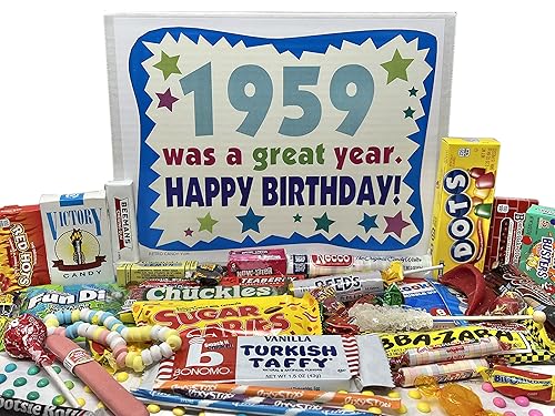 RETRO CANDY YUM ~ 1959 67th Birthday Gift Ideas Candy Assortment from Childhood - 67 Years Old Birthday Gifts for Men and Women Born 1959