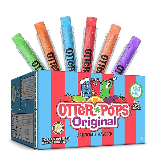 Otter Pops Freezer Ice Bars, Fat Free Ice Pops, Original Flavors (100 Count - 1.5 Oz)
