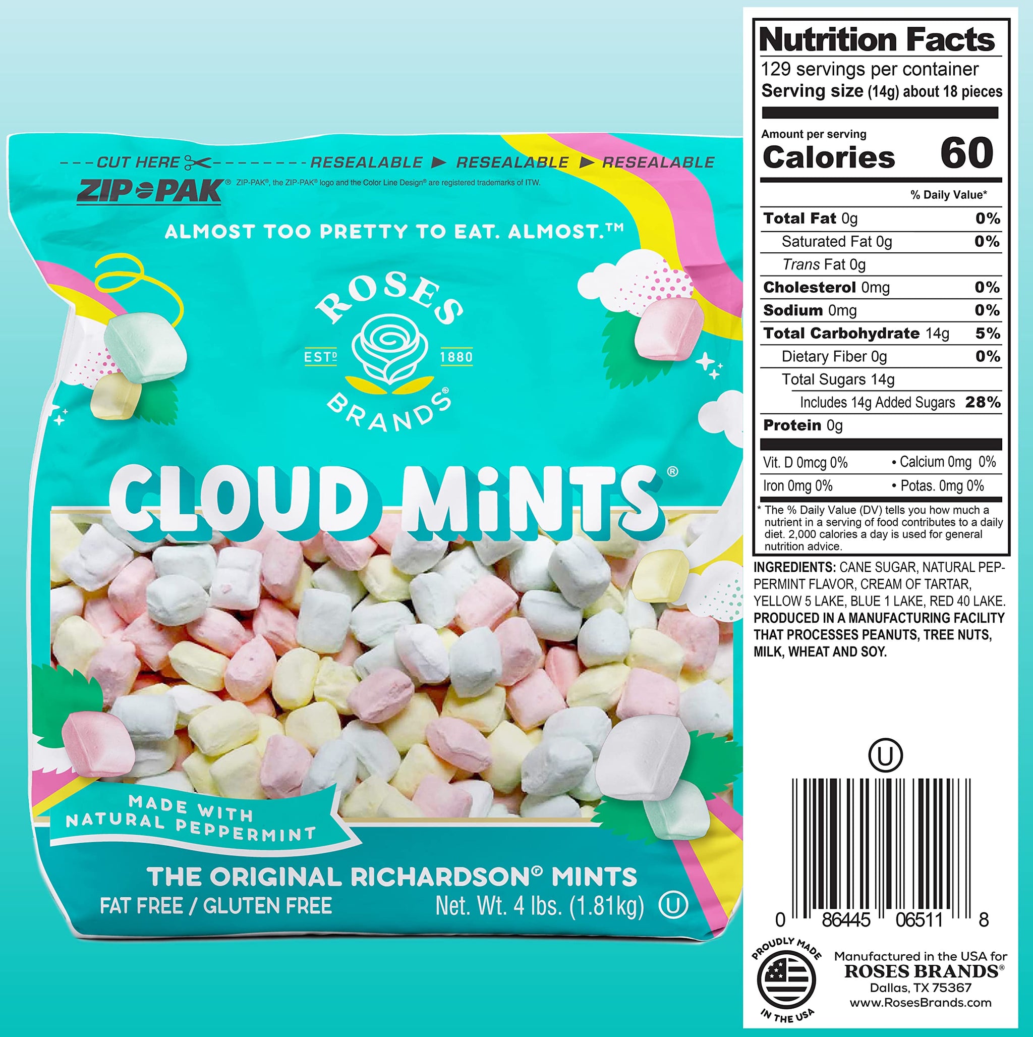 Roses Brands - Cloud Mints - Peppermint Candy, 4 lbs (1-Pack, Assorted)