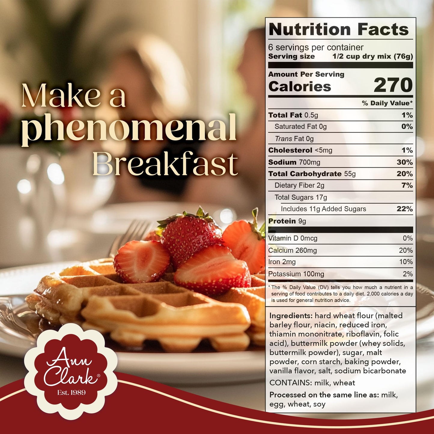 Ann Clark Gourmet Belgian Waffle Mix, 16 oz. Made in USA