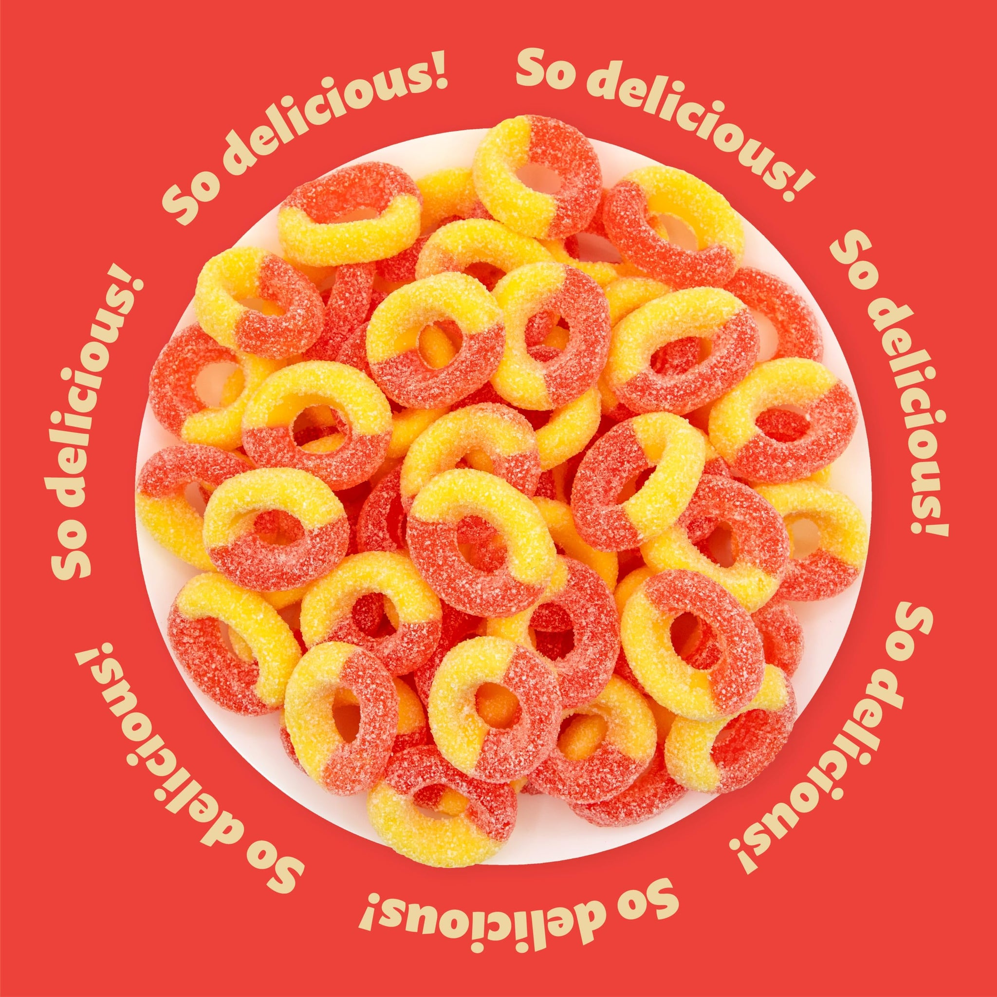Peach Rings Gummy Candy | 2-Pound Bag | Sweet and Sour Candy | Peach Gummies for Snacking, Dessert Topping, Parties & Buffet Tables | Classic Gummy