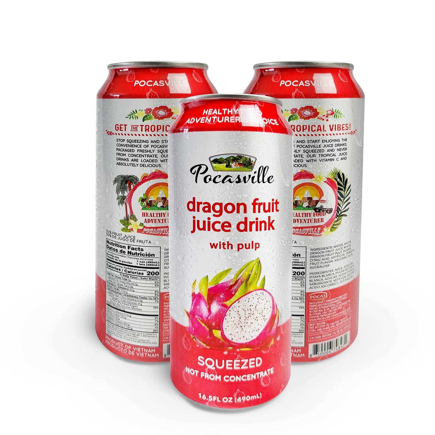 Pocasville Fruit Juices, Squeezed not form Concentrate, 16.5 Fluid Ounce Can (Mix, 12 cans)