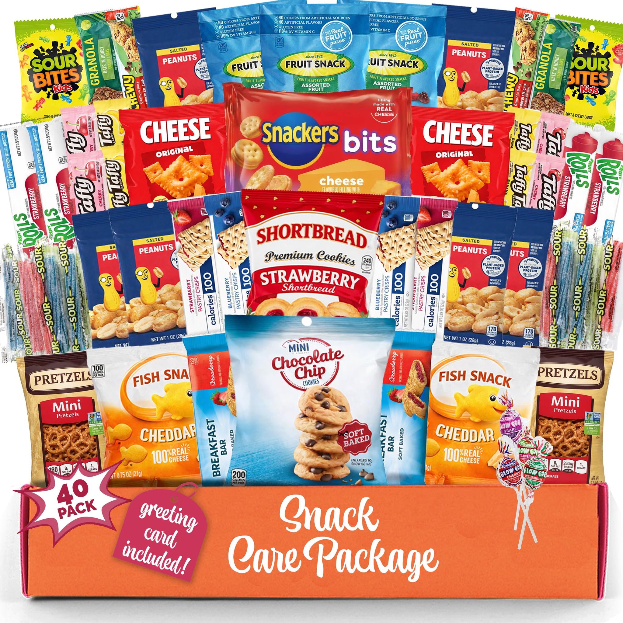 Snack Box Variety Pack (40 Count) - Chips, Cookies and Bars - Care Package for College Students, Finals Week, Office Snacks, Birthdays and Travel