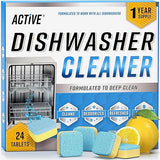 Dishwasher Cleaner And Deodorizer Tablets - 24 Pack Deep Cleaning Descaler Pods for Dish Washer Machine, Heavy Duty, Septic Safe, Natural Limescale