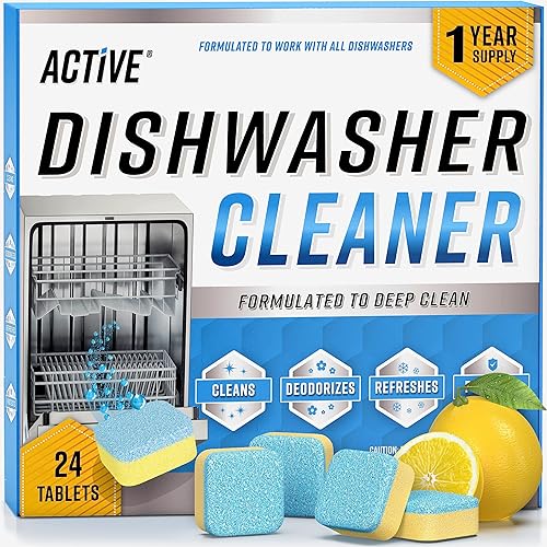 Dishwasher Cleaner And Deodorizer Tablets - 24 Pack Deep Cleaning Descaler Pods for Dish Washer Machine, Heavy Duty, Septic Safe, Natural Limescale
