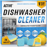 Dishwasher Cleaner And Deodorizer Tablets - 24 Pack Deep Cleaning Descaler Pods for Dish Washer Machine, Heavy Duty, Septic Safe, Natural Limescale