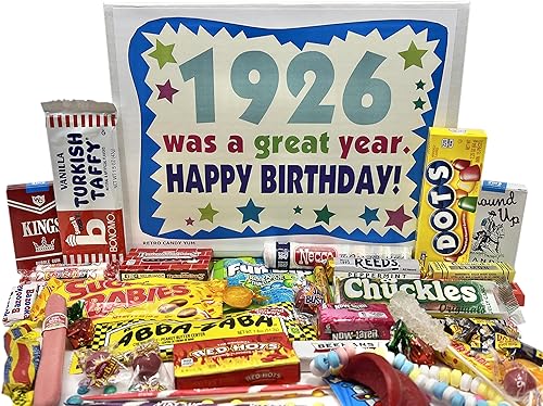 RETRO CANDY YUM ~ 1926 100th Birthday Gift Box Retro Nostalgic Candy Mix for 100 Year Old Man or Woman Born 1926