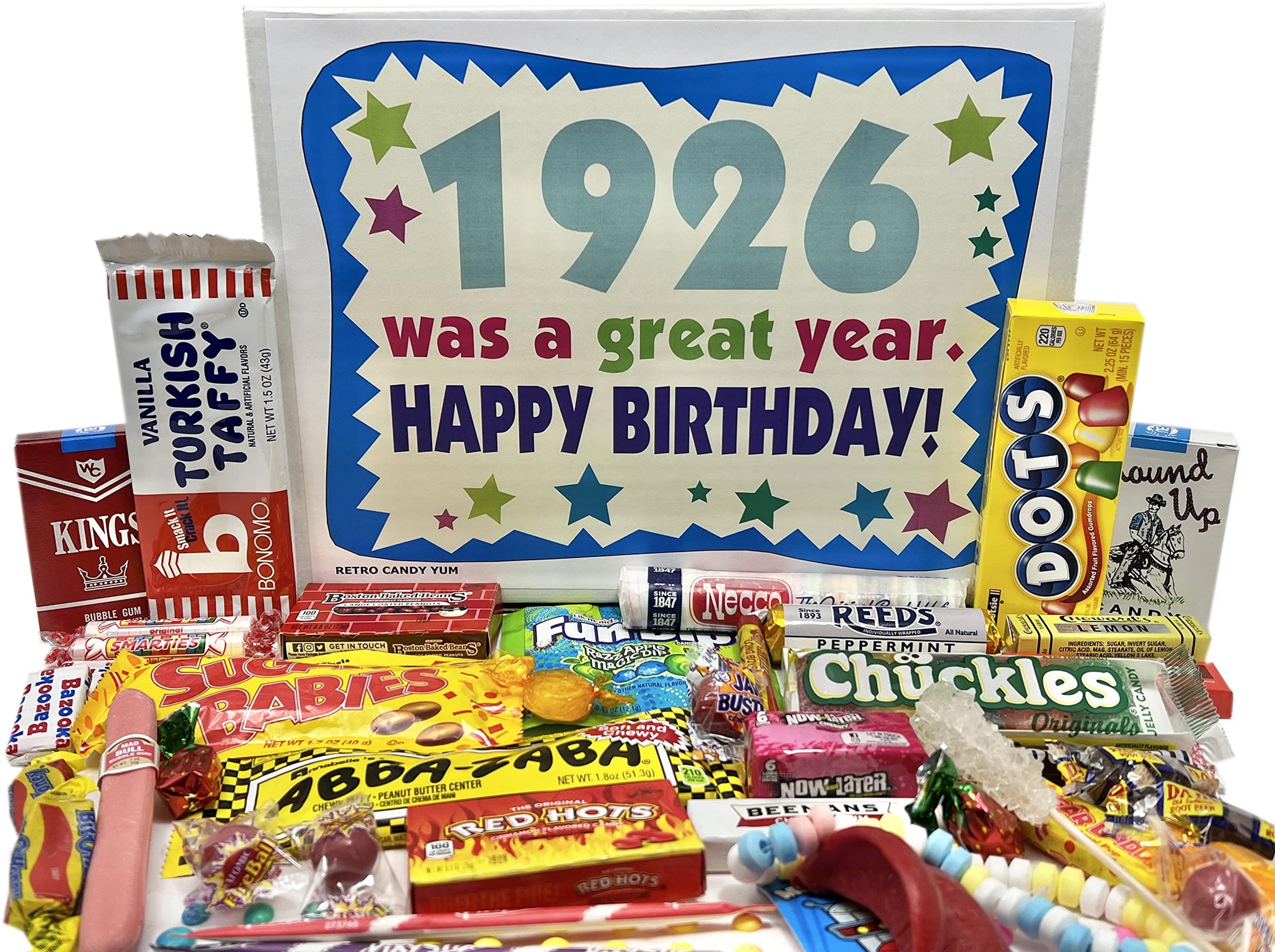 RETRO CANDY YUM ~ 1926 100th Birthday Gift Box Retro Nostalgic Candy Mix for 100 Year Old Man or Woman Born 1926