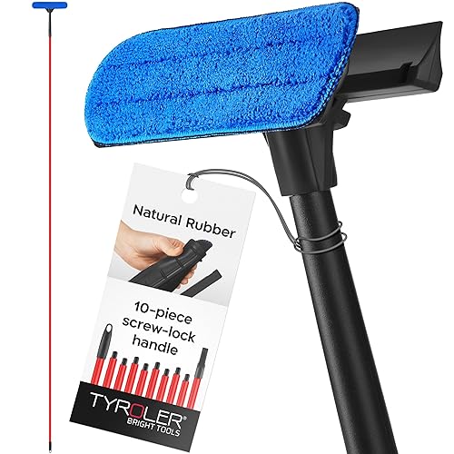 Tyroler Professional Window Squeegee for Home,1 ft-12.5 ft Long Squeegee for Window Cleaning, 2-in-1 Window Cleaning Squeegee Kit, Indoor & Outdoor