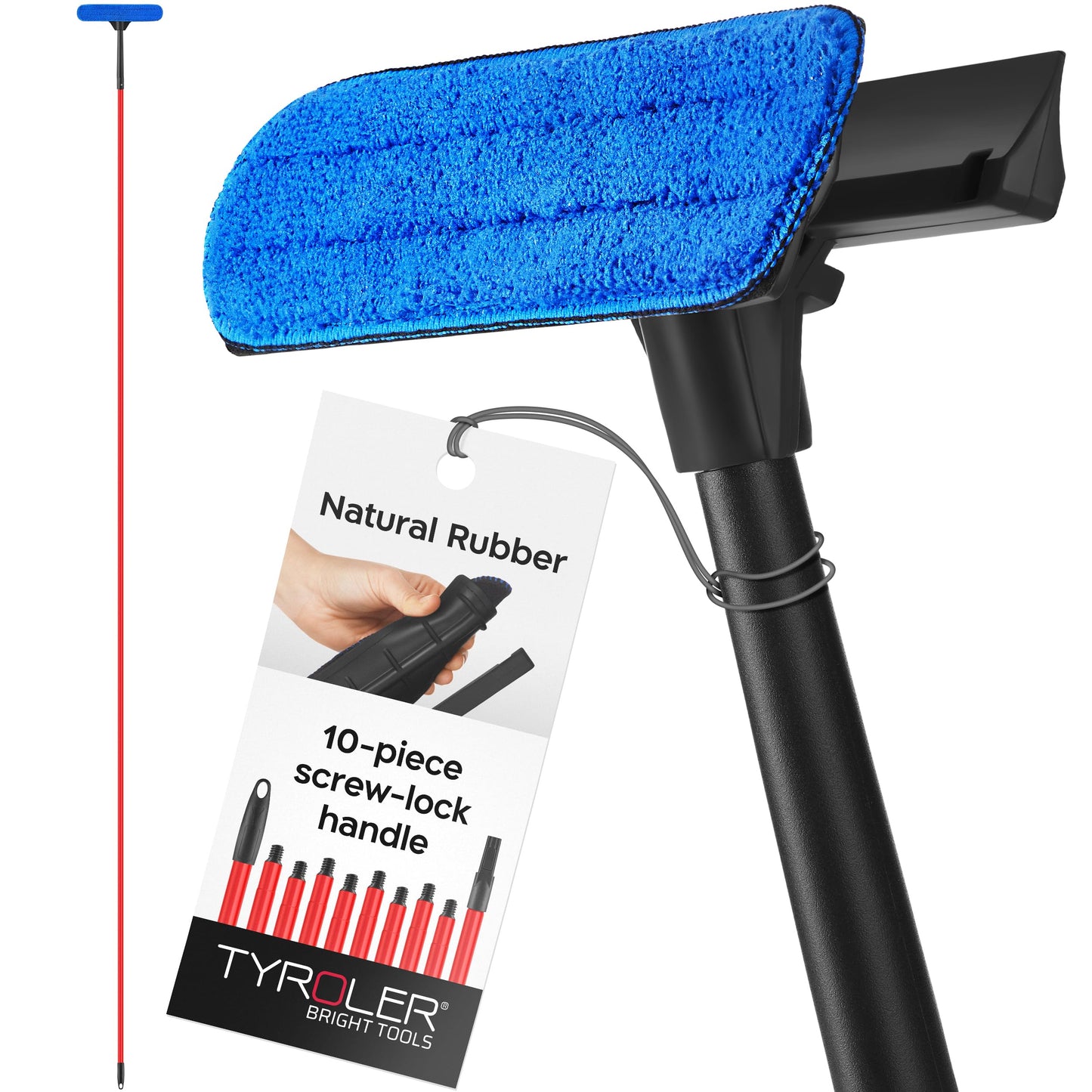 Tyroler Professional Window Squeegee for Home,1 ft-12.5 ft Long Squeegee for Window Cleaning, 2-in-1 Window Cleaning Squeegee Kit, Indoor & Outdoor