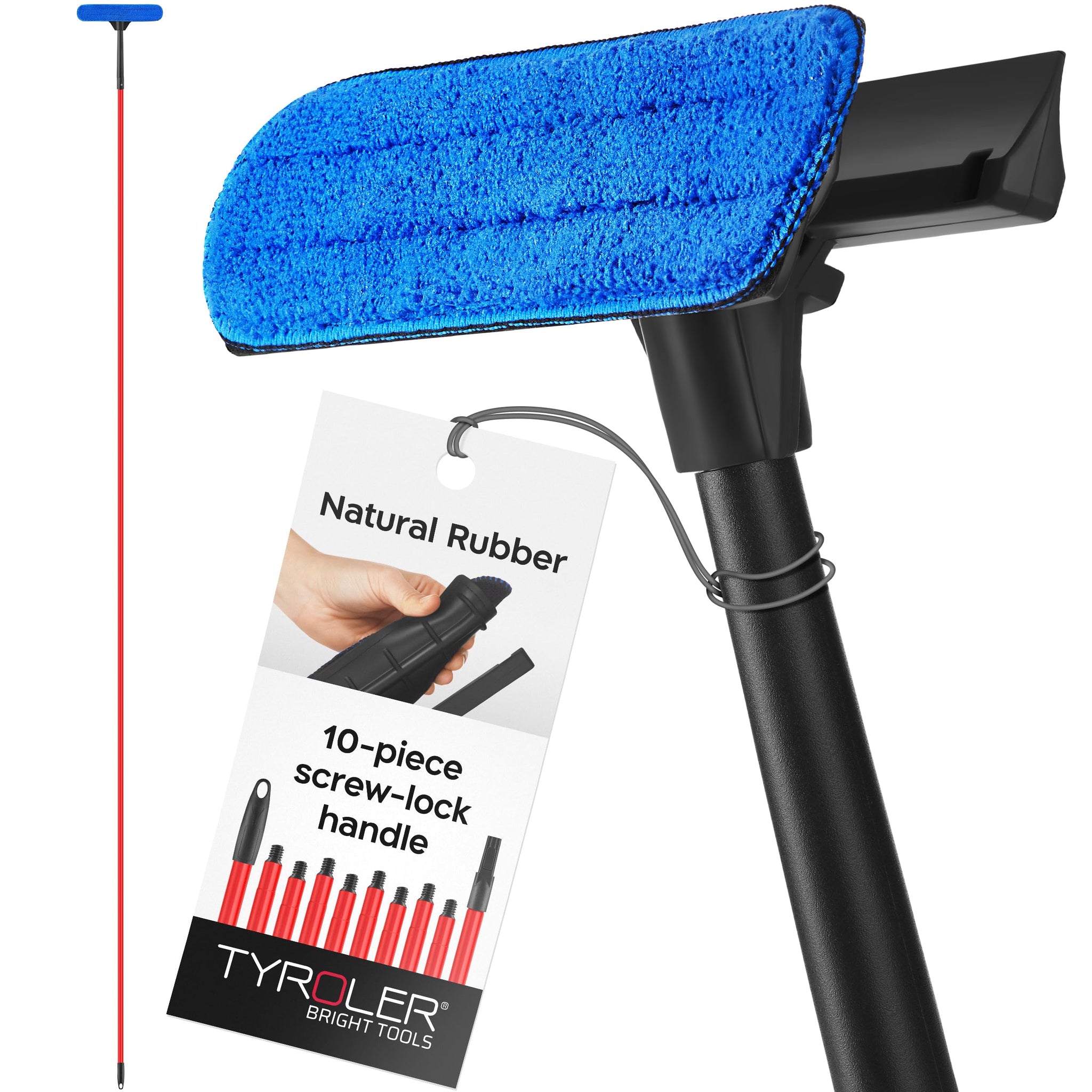 Tyroler Professional Window Squeegee for Home,1 ft-12.5 ft Long Squeegee for Window Cleaning, 2-in-1 Window Cleaning Squeegee Kit, Indoor & Outdoor