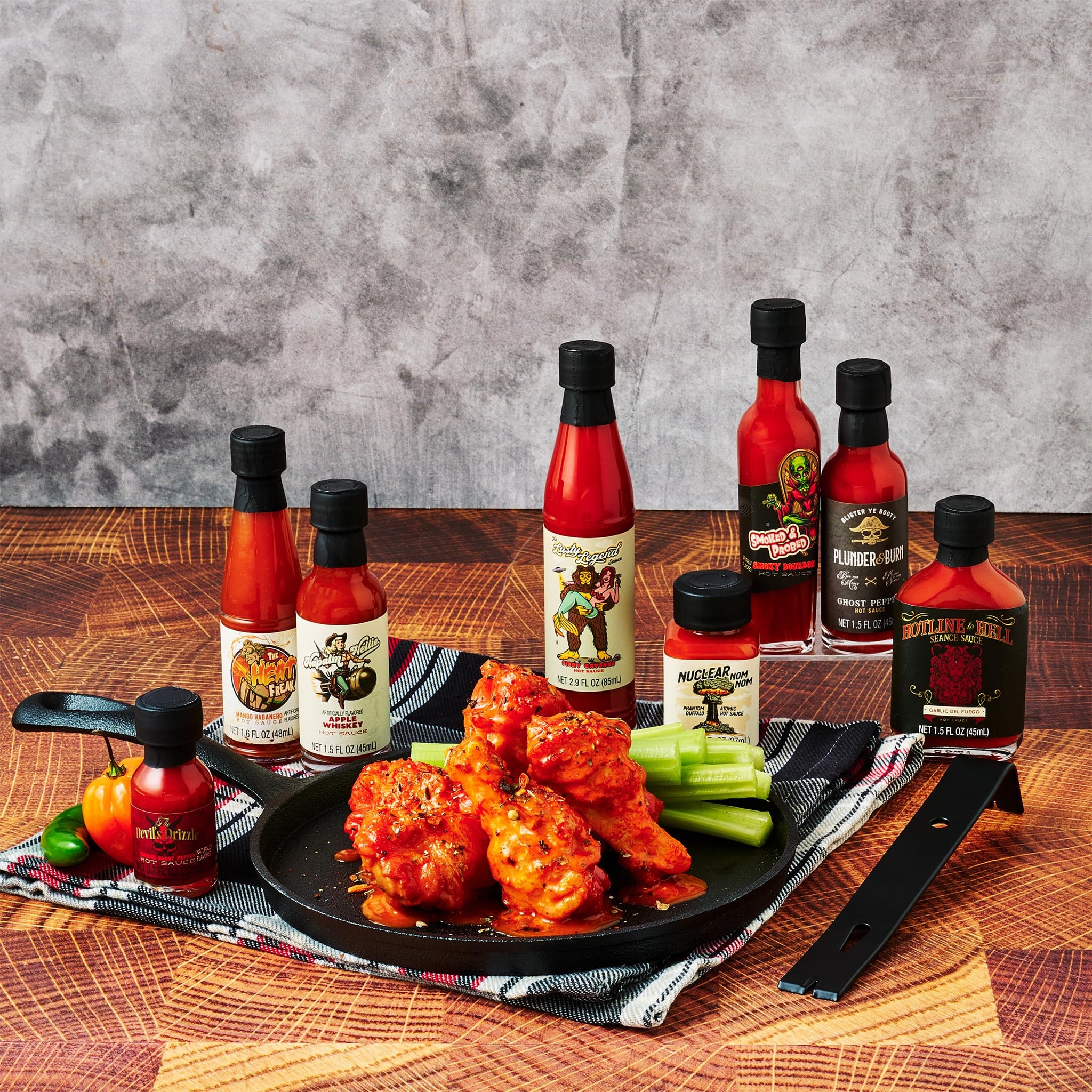Man Crates, Gourmet Hot Sauce Gift Set for Men - 8-Pack Sampler with Mild to Extreme Ghost Pepper Flavors - Unique Hot Sauce Challenge Gift for Dad