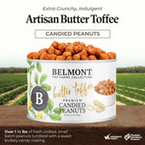Belmont Peanuts Gourmet Butter Toffee Candied Peanuts, 25 oz (1 Pack) - Only 4 Ingredients, No Preservatives, 3g Protein - A Premium, Sweet, Buttery