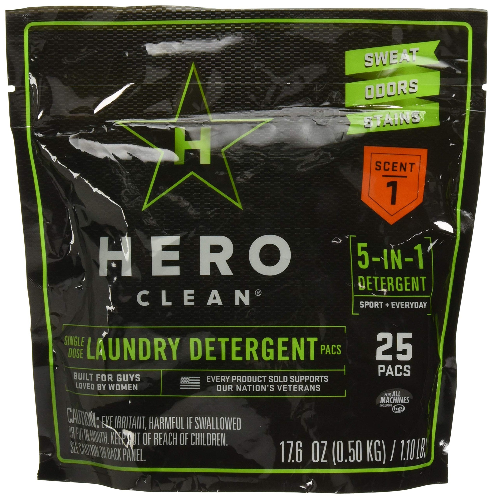 Hero Clean Laundry Detergent PACS, Scent 1, 25-Count