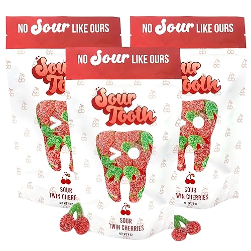 Sour Twin Cherries, Sour Gummy Candy, Cherry Candy Bulk, Gummy Cherries, Great as Gift Snacks and Parties, Fresh, Soft and Chewy, 19 in Each Bag, 3