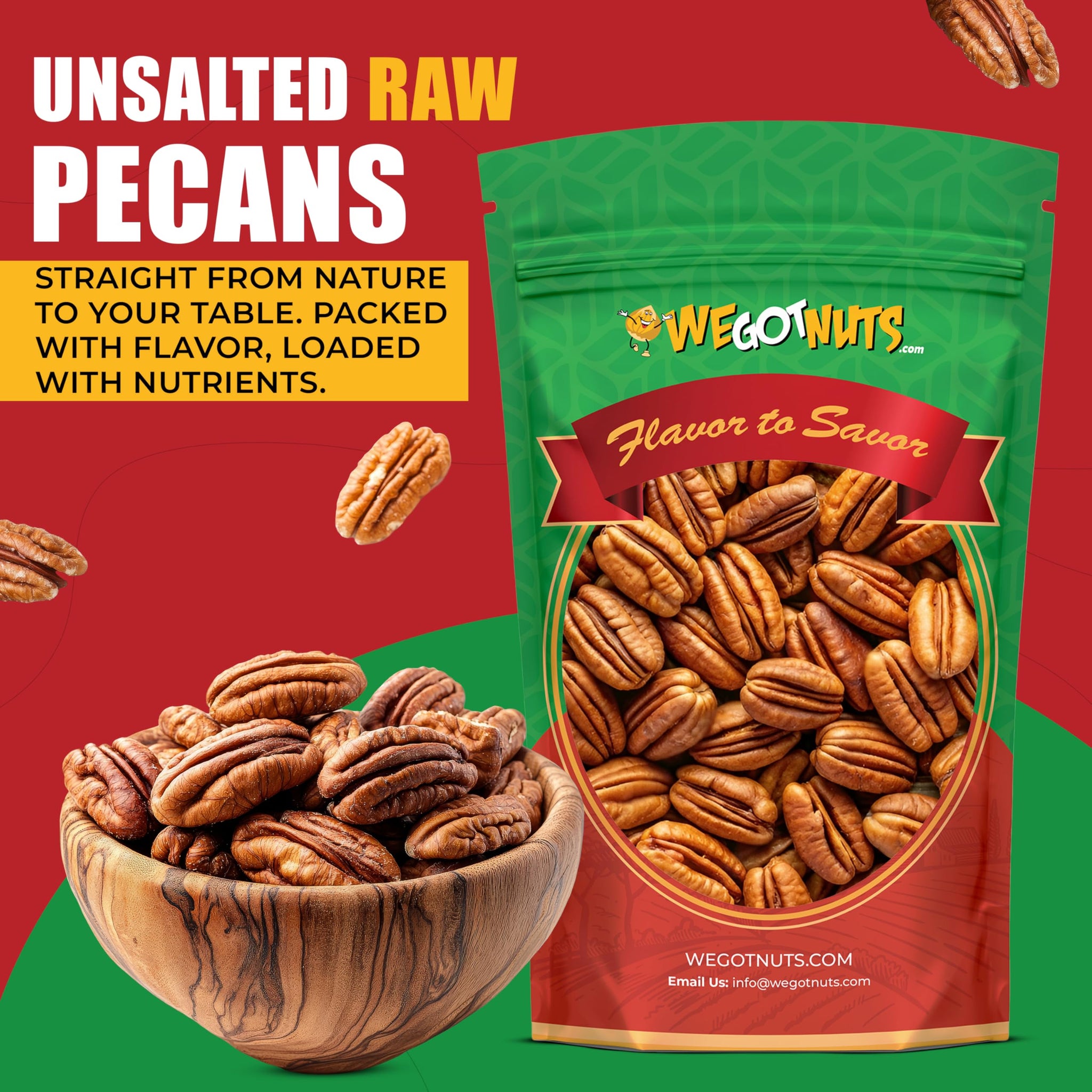 Two Pounds Of Pecans Raw, Whole, Shelled, Raw, Natural, No Preservatives Added, Non-GMO, NO PPO, 100% Natural We Got Nuts