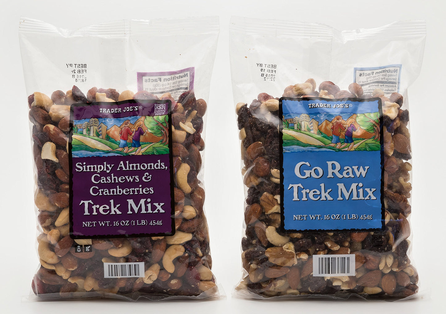 Trader Joe's Simply Almonds, Cashews & Cranberries Trek Mix 16 oz. + Trader Joe's Go Raw Trek Mix 16oz. Bundle