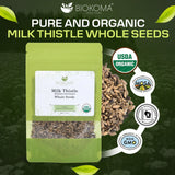 Biokoma Organic Milk Thistle Seeds 3.55 oz, Silybum Marianum for Milk Thistle Tea, USDA Organic Herbal Tea, Loose Whole Seeds in Resealable Moisture