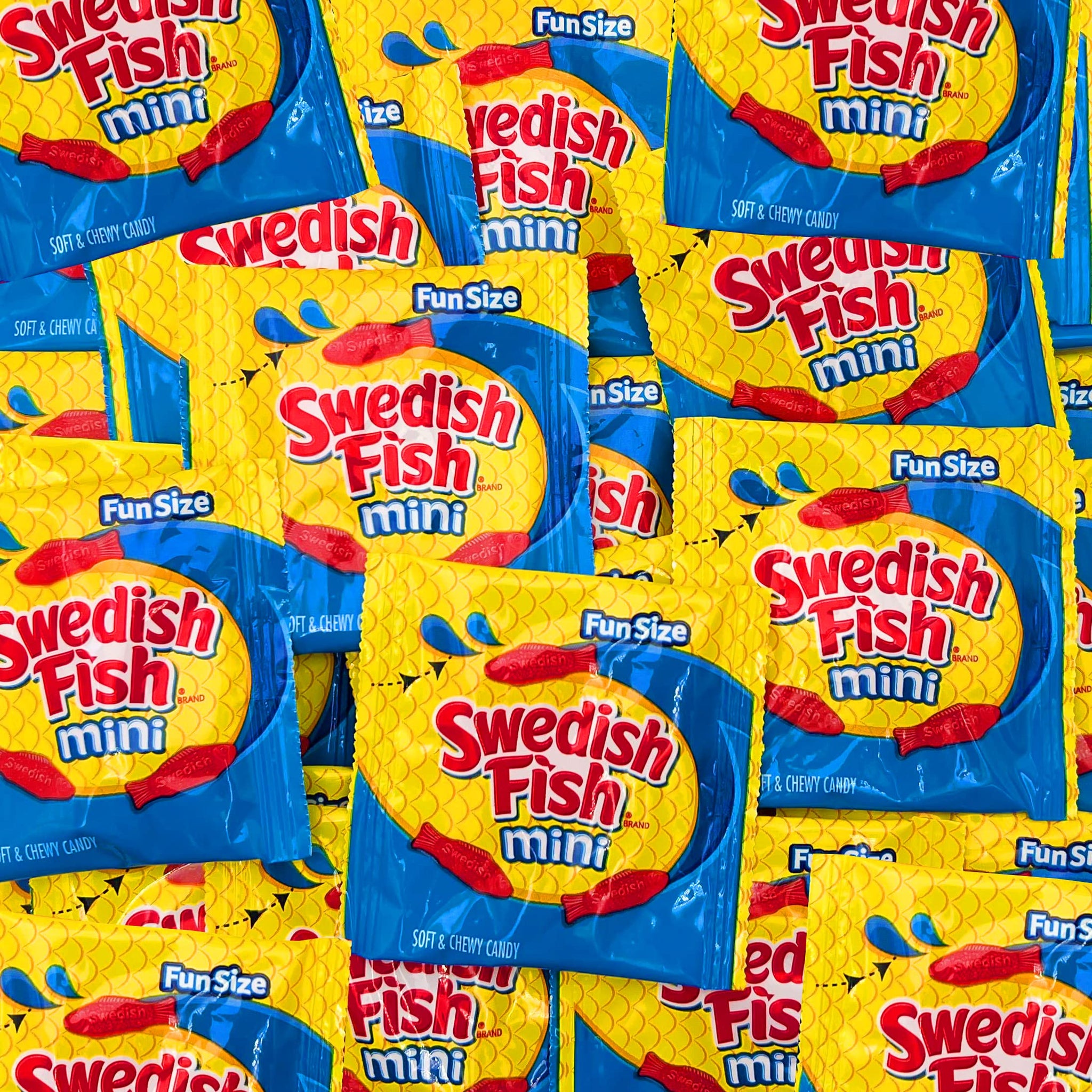 Candykrave Swidish Fish Mini Soft and Chewy Fun Size Candy Variety Pack, Bulk Gummy Candy Individually Wrapped, 1Pound (35 Count).