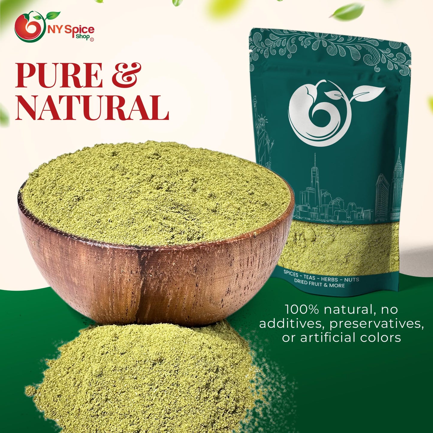NY Spice Shop Ground Makrut Lime Leaves - 1 Pound Finely Kaffir Leaves Powder - Kaffir Leaf Fresh - Makrut Pepper Seasoning