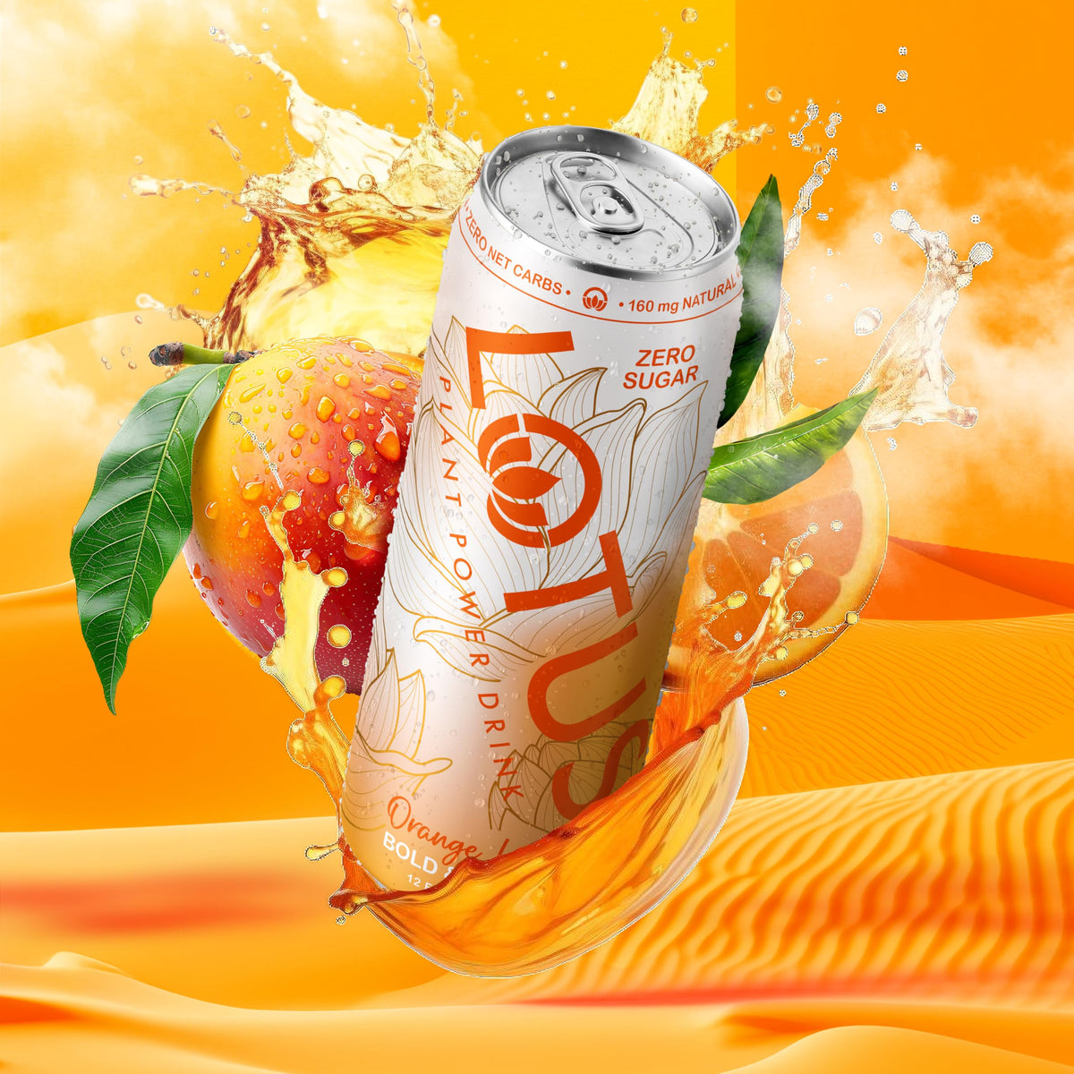 Orange Lotus Mango Mandarin Plant Power® Zero Sugar 160 mg 12 Pk 12 oz Cans