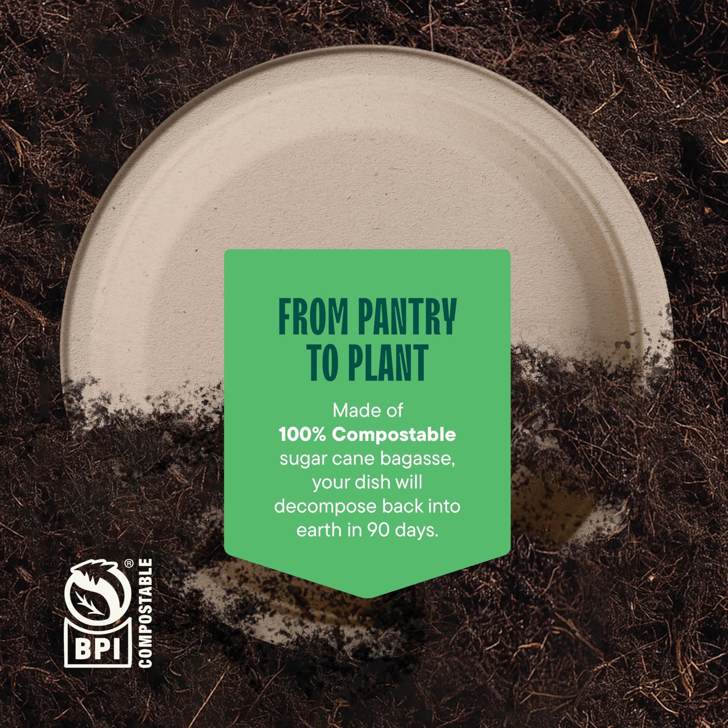 100% Compostable Paper Plates 9 Inch [500 Count] Heavy-Duty Dinner Plates - Natural Brown Color Unbleached Bagasse - Eco-Friendly Disposable
