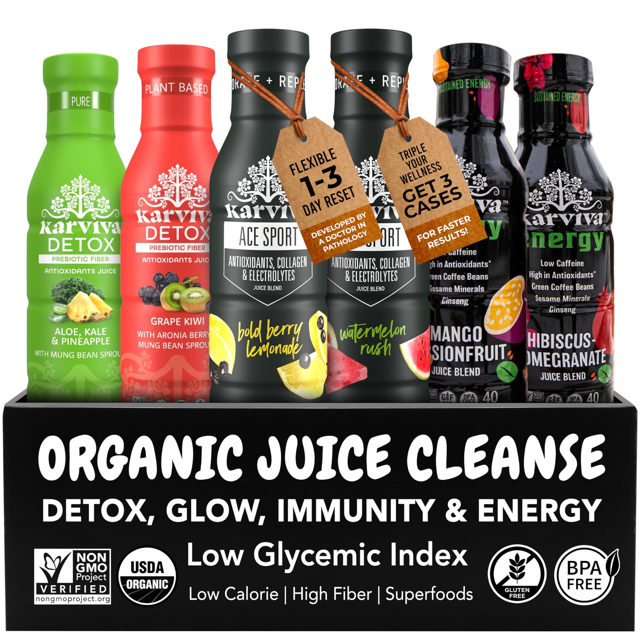 1-Day Juice Fasting, Collagen & Sustained Energy Pack | Ancient Remedies for Gentle Detox, Metabolism Boost | Prebiotics & Minerals, Antioxidants |