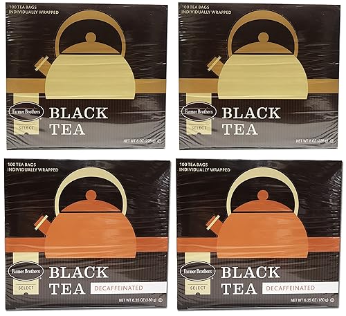 Farmer Brothers Black Tea Combo: 2 Boxes Regular (200 tea bags) & 2 Boxes Decaf (200 tea bags)