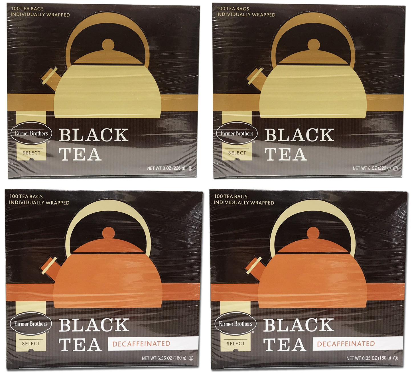 Farmer Brothers Black Tea Combo: 2 Boxes Regular (200 tea bags) & 2 Boxes Decaf (200 tea bags)